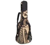 Sac de guitare acoustique vintage avec motif grenouille assise sur un champignon - Sac épais rembourré et imperméable pour guitares de 101,6 cm, 104,3 cm, 106,7 cm, Multicolore 08, 42.9x16.9x4.7 in,
