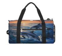 Sac de gym avec compartiment à chaussures réutilisable Motif dauphins dans la mer Taille unique, Dauphins dans la mer., Taille unique