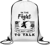 Sac de gym avec cordon de serrage et inscription « In The Fight I'm Not Here to Talk » - Motif Ninja Ninjutsu - Blanc
