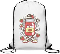 Sac de gym avec cordon de serrage I Love Strawberry Jam Strawberries Urban Art Blanc