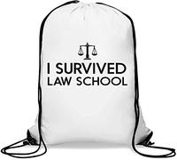 Sac de gym avec cordon de serrage I Survived Law School Funny Lawyer Graphic Blanc
