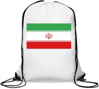 Sac de gym avec cordon de serrage Motif drapeau de l'Iran Blanc