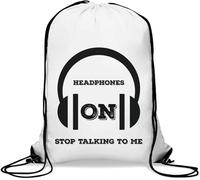 Sac de gym avec cordon de serrage pour casque On Stop Talking to Me Blanc
