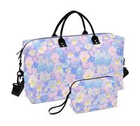 Sac de gym avec motif de pensées bleu clair et rose avec sac de toilette pour le sport étanche