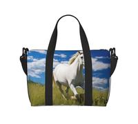 Sac de gym blanc avec impression Stallion2 pour femme, sac de week-end, sac à bandoulière pour femme et homme, noir, One Size
