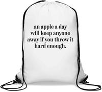 Sac de gym décontracté avec cordon de serrage « An Apple A Day Will Keep Anyone Away » Blanc