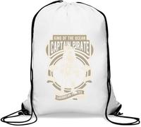 Sac de gym décontracté avec cordon de serrage Captain Pirate Caribbean Pirates King of The Ocean Blanc