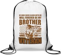 Sac de gym décontracté avec cordon de serrage « He Who Shed Blood With Me Will Forever Be My Brother » Blanc