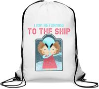Sac de gym décontracté avec cordon de serrage « I Am Returning to The Ship » Motif extraterrestre Blanc