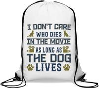 Sac de gym décontracté avec cordon de serrage « I Don't Care Who Dies In The Movie As Long As The Dog Lives » Blanc