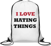 Sac de gym décontracté avec cordon de serrage « I Love Hating Things » Blanc