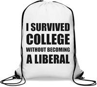 Sac de gym décontracté avec cordon de serrage « I Survived College Without Becoming A Liberal » Blanc