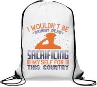 Sac de gym décontracté avec cordon de serrage « I wouldn't be caught dead sacrificing myself for this country » Blanc