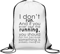 Sac de gym décontracté avec cordon de serrage « If You Ever See Me Running You Should Run Too » Blanc