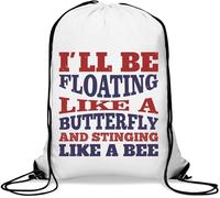 Sac de gym décontracté avec cordon de serrage « I'll be floating like a butterfly and stinging like a bee » Blanc
