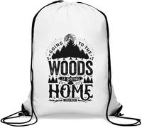Sac de gym décontracté avec cordon de serrage Inscription Going To The Woods Is Going Home Forest And Moon Blanc
