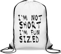 Sac de gym décontracté avec cordon de serrage Inscription I'm Not Short I'm Fun Blanc