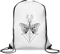 Sac de gym décontracté avec cordon de serrage Motif Dagger Moth Moon Blanc