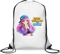 Sac de gym décontracté avec cordon de serrage Motif fille Too Stunned To Speak Blanc