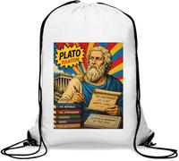 Sac de gym décontracté avec cordon de serrage Motif philosophe grec antique Platon Blanc
