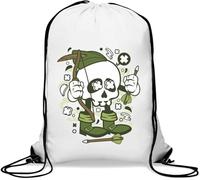 Sac de gym décontracté avec cordon de serrage Motif Robin des Bois Crâne Archer Take from The Rich Give to The Poor Blanc