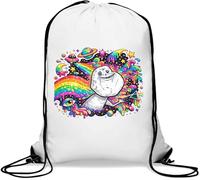 Sac de gym décontracté avec cordon de serrage Motif scène de solitude cosmique Blanc