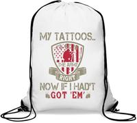 Sac de gym décontracté avec cordon de serrage « My tattoos... I'd be in the Army right now if I hadn't got 'em » Blanc