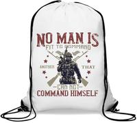 Sac de gym décontracté avec cordon de serrage « No man is fit to command another that can't command himself » Blanc