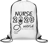 Sac de gym décontracté avec cordon de serrage pour infirmière 2020 « Saving the World One Patient at A Time » Blanc