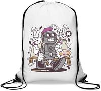 Sac de gym décontracté avec cordon de serrage pour robot peintre I Love Painting Steampunk Blanc