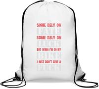 Sac de gym décontracté avec cordon de serrage « Some Rely On Fate Some Rely On Luck But Whin I'm On My Bike » Blanc