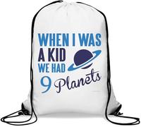 Sac de gym décontracté avec cordon de serrage « When I Was A Kid We Had 9 Planets » Blanc
