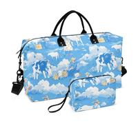 Sac de gym décoratif pour enfants avec sangle réglable pour entraînement - Motif cowboy - Bleu ciel