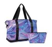 Sac de gym dégradé bleu et violet - Sac de sport pour week-end/nuit avec sangle réglable pour l'entraînement - Pliable, dégradé bleu-violet, taille unique, Dégradé bleu-violet, 1 size