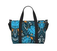 Sac de gym d'été avec imprimé feuilles tropicales pour femme, sac de week-end, sac à bandoulière pour femme et homme, taille unique, Noir , Taille unique