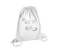 Sac de Gym en Coton Blanc Salut Les Nazes avec Couronne de Fleurs Dessin 12 Litres