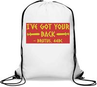 Sac de gym humoristique avec cordon de serrage I've Got Your Back Brutus 44BC Blanc