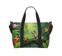 Sac de gym imprimé de nombreuses grenouilles sur les branches d'été et papillons sur le lac pour femme, sac de week-end, sac pour articles personnels, sac à bandoulière pour homme et femme, taille