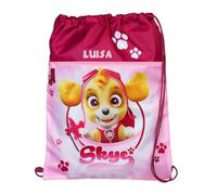 Sac de gym Paw Patrol pour enfant - Personnalisé avec nom - Sac de sport pour garçon et fille - Sac à chaussures à cordon - Bleu, Rose