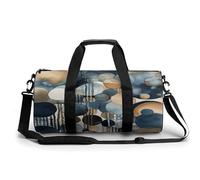 Sac de gym pour homme et femme - Sac de sport cylindrique assis sur une branche - Imprimé étanche, Cercles de couleurs, 17.7in/9in/9in, Impression