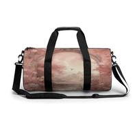 Sac de gym pour homme et femme - Sac de sport cylindrique assis sur une branche - Imprimé étanche, Fleurs de pêche rétro, 17.7in/9in/9in, Impression