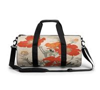 Sac de gym pour homme et femme - Sac de sport cylindrique assis sur une branche - Imprimé étanche, Fleurs orange vif, 17.7in/9in/9in, Impression