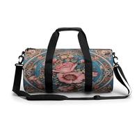 Sac de gym pour homme et femme - Sac de sport cylindrique assis sur une branche - Imprimé étanche, Motif floral en émail, 17.7in/9in/9in, Impression