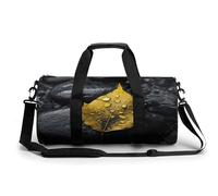 Sac de gym pour homme et femme - Sac de sport cylindrique assis sur une branche - Imprimé étanche, Une feuille jaune, 17.7in/9in/9in, Impression