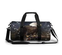 Sac de gym pour homme et femme - Sac de sport cylindrique - Belles marguerites imprimées - Étanche, North American Bald Eagle, 17.7in/9in/9in, Impression