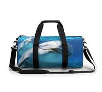 Sac de gym pour homme et femme - Sac de sport cylindrique imprimé teckel - Étanche, Dauphin avec un sourire., 17.7in/9in/9in, Impression