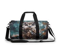 Sac de gym pour homme et femme - Sac de sport cylindrique imprimé teckel - Étanche, Hibou mignon animal, 17.7in/9in/9in, Impression