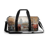 Sac de gym pour homme et femme - Sac de sport - Sac de gym - Sac de fitness cylindrique - Imprimé chien de Poméranie - Étanche - Épaule, Impression de Londres, 17.7in/9in/9in, Impression