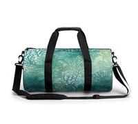 Sac de gym, sac de sport imprimé algues vertes bleu mer, sac de sport cylindrique, sac de bagage de sport, sac de bagage de week-end, algues vertes bleu mer, 45 cm/22,9 cm/22,9 cm, élégant, Algues