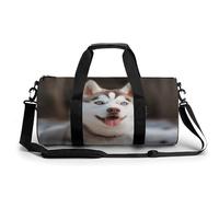 Sac de gym, sac de sport imprimé chien Husky Piquant, sac de sport cylindrique, sac de bagage de week-end, chien husky piquant, 45 cm/22,9 cm/22,9 cm, élégant, Husky Piquant Dog, 17.7in/9in/9in,